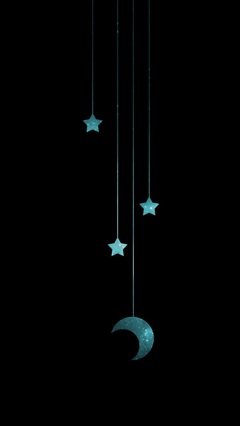 Nyd skønheden i nattehimlen med måne- og stjernetema Iphone tapet. Wallpaper