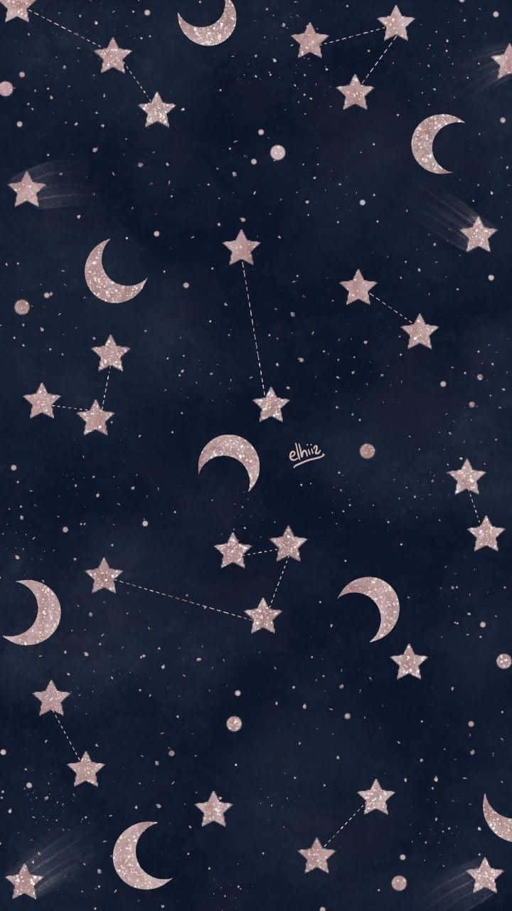 Verschöneredein Leben Mit Einem Atemberaubenden Mond- Und Sternen-hintergrundbild Für Dein Handy. Wallpaper