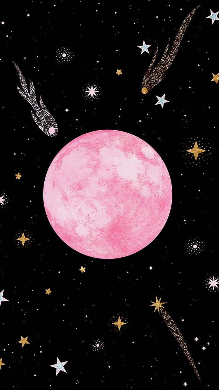 Beundre skønheden af nat himlen med en måne og stjerner Iphone tapet. Wallpaper