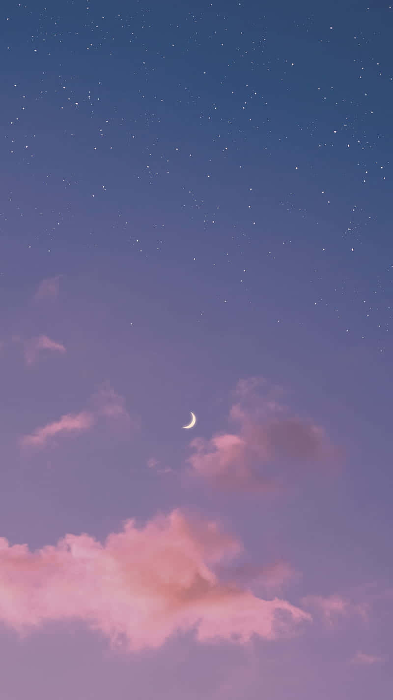 Natteudsigt af fuldmåne og stjerner på himlen Wallpaper