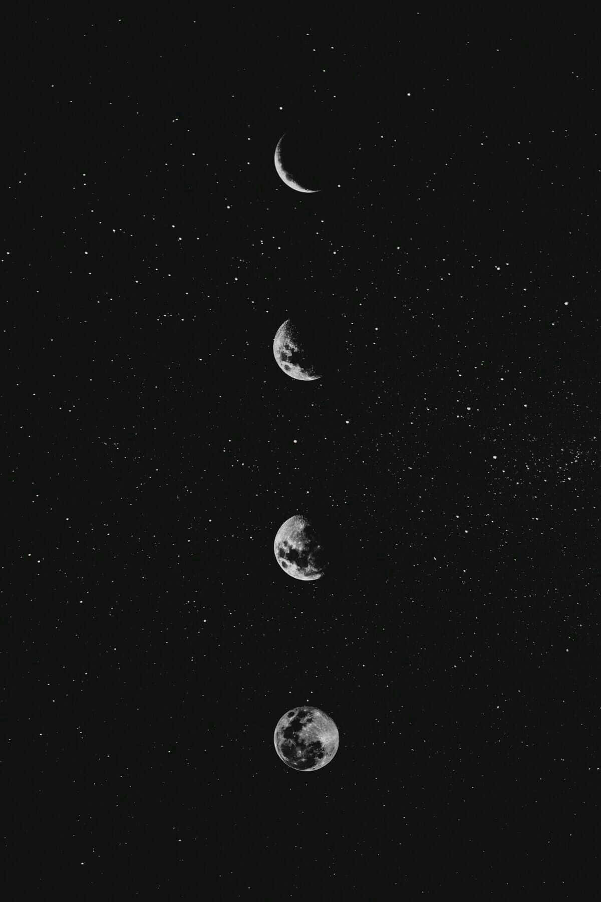 Enhimmelsk Scen Av Månen Och Stjärnorna På Natt Himlen. Wallpaper