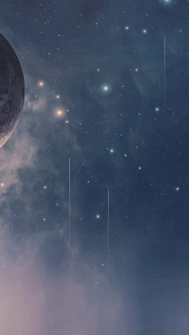 Moon And Stars Iphone And Spaceship Wallpaper