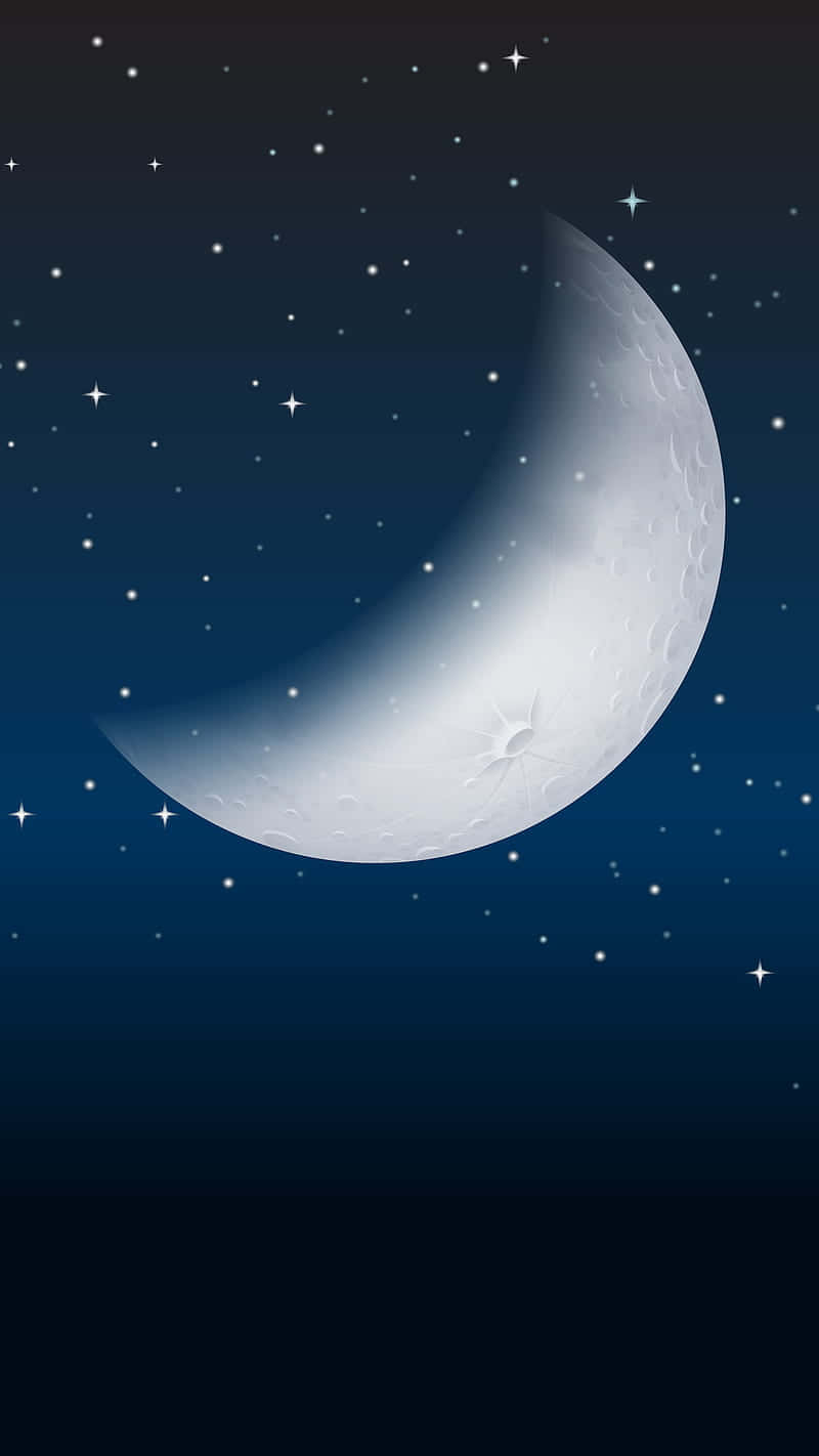 Guardail Cielo Notturno Brillare Con La Luna E Le Stelle Sul Tuo Iphone. Sfondo