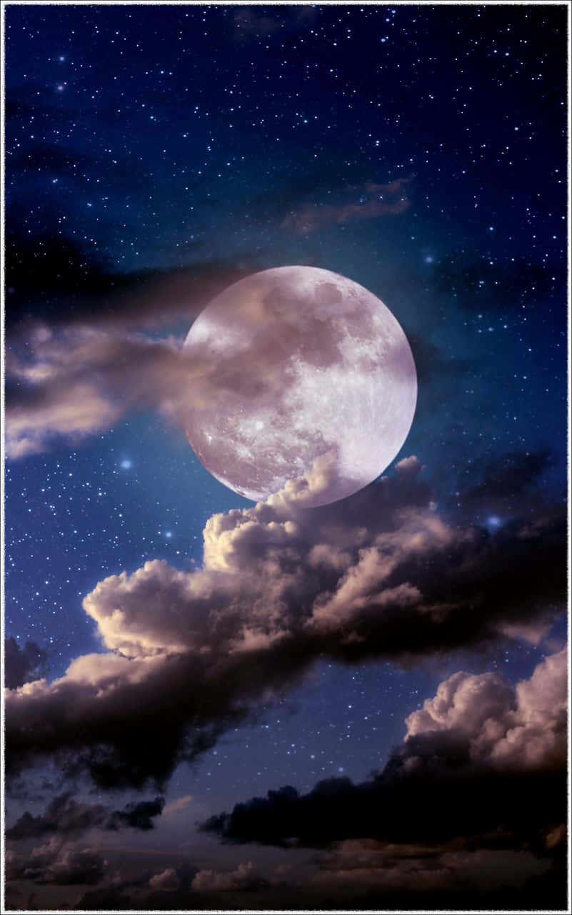 Moon And Stars Phone Painting Wallpaper