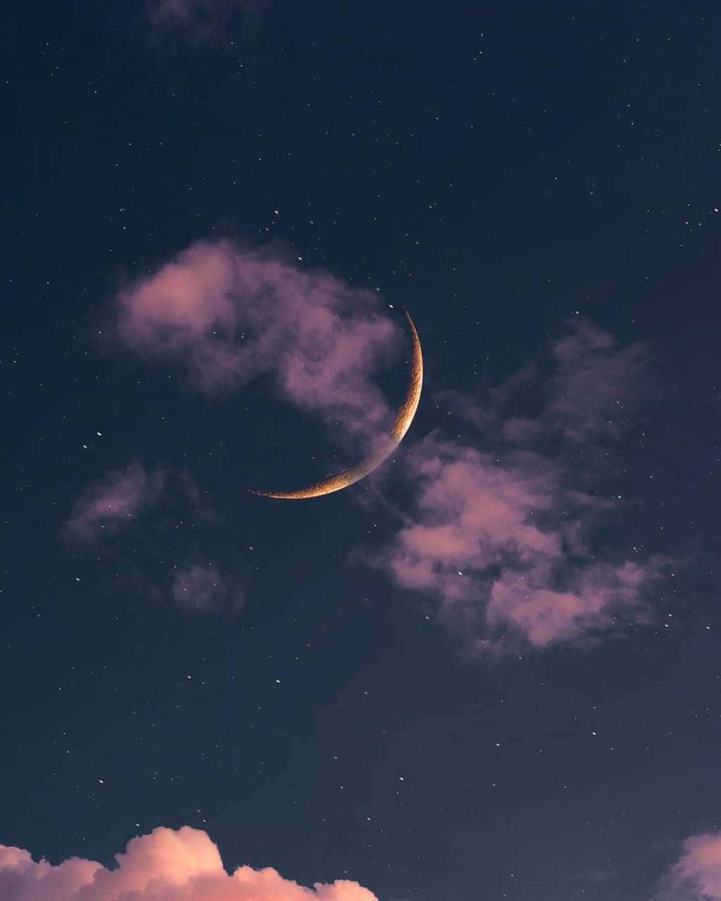 Moon And Stars Phone Purple Wallpaper