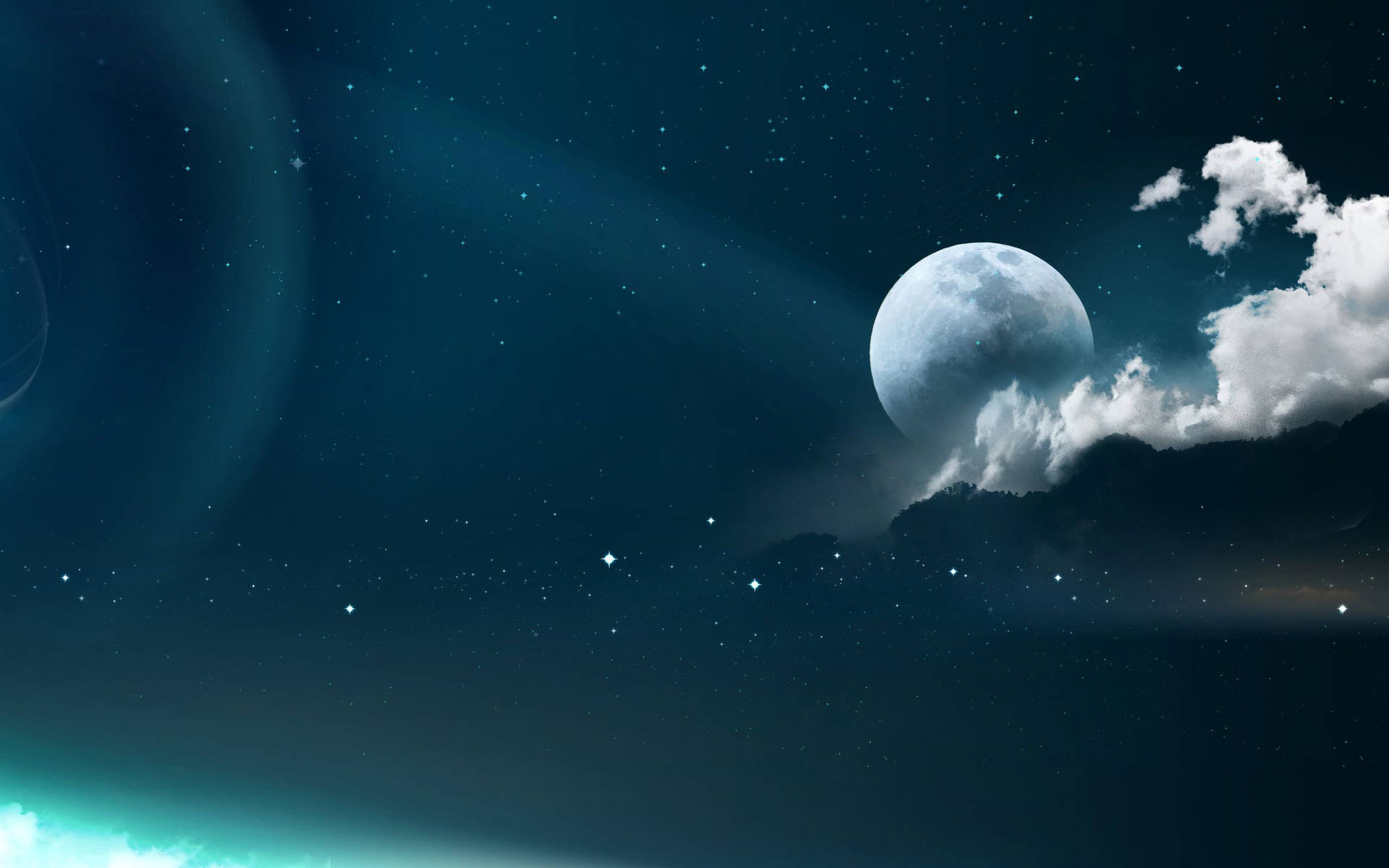 Moon And Stars Vast Space Wallpaper