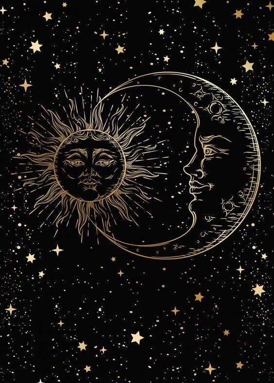 Moon And Sun Spiritual Art Wallpaper