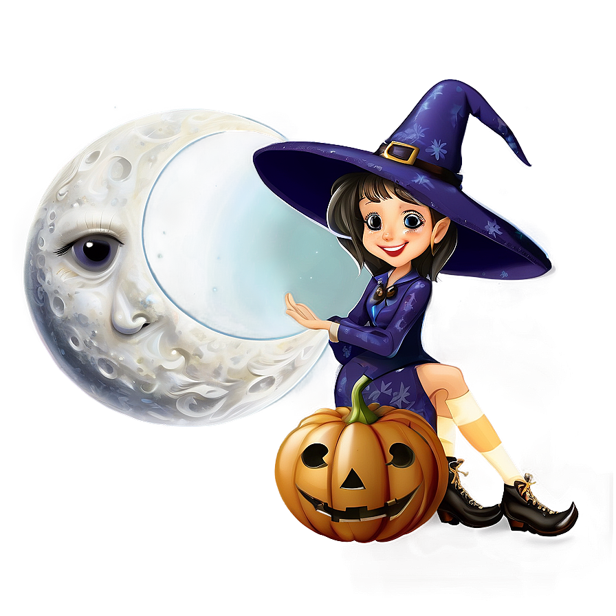 Moon And Witch Transparent Png 05252024 PNG