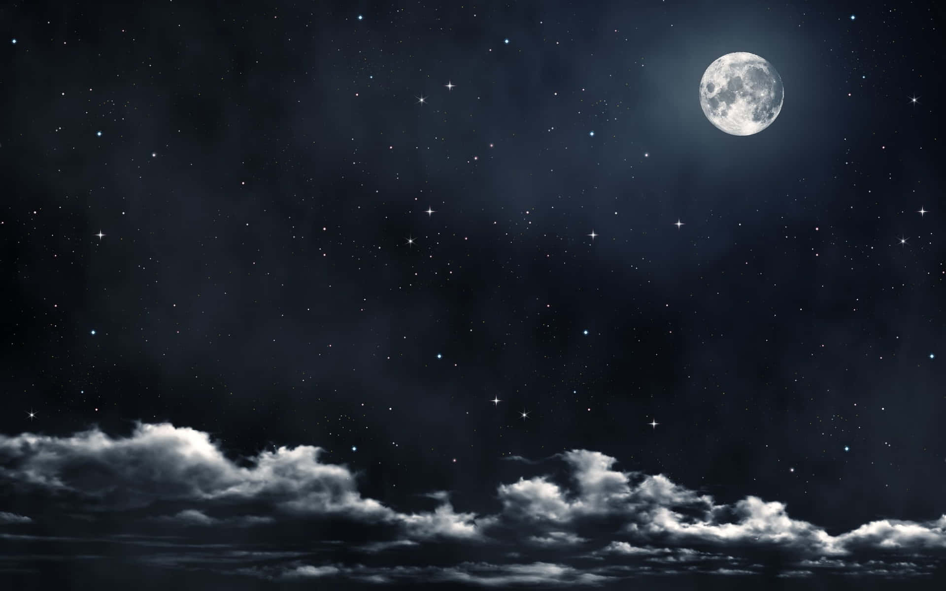 Denfulde Måne På Nattehimlen.