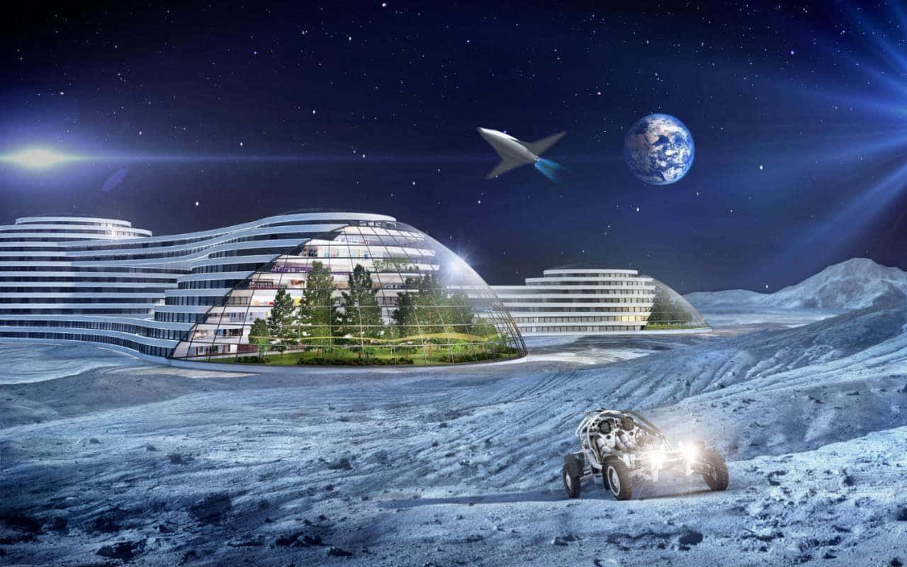 Moon Colony Futuristic Architecture Wallpaper