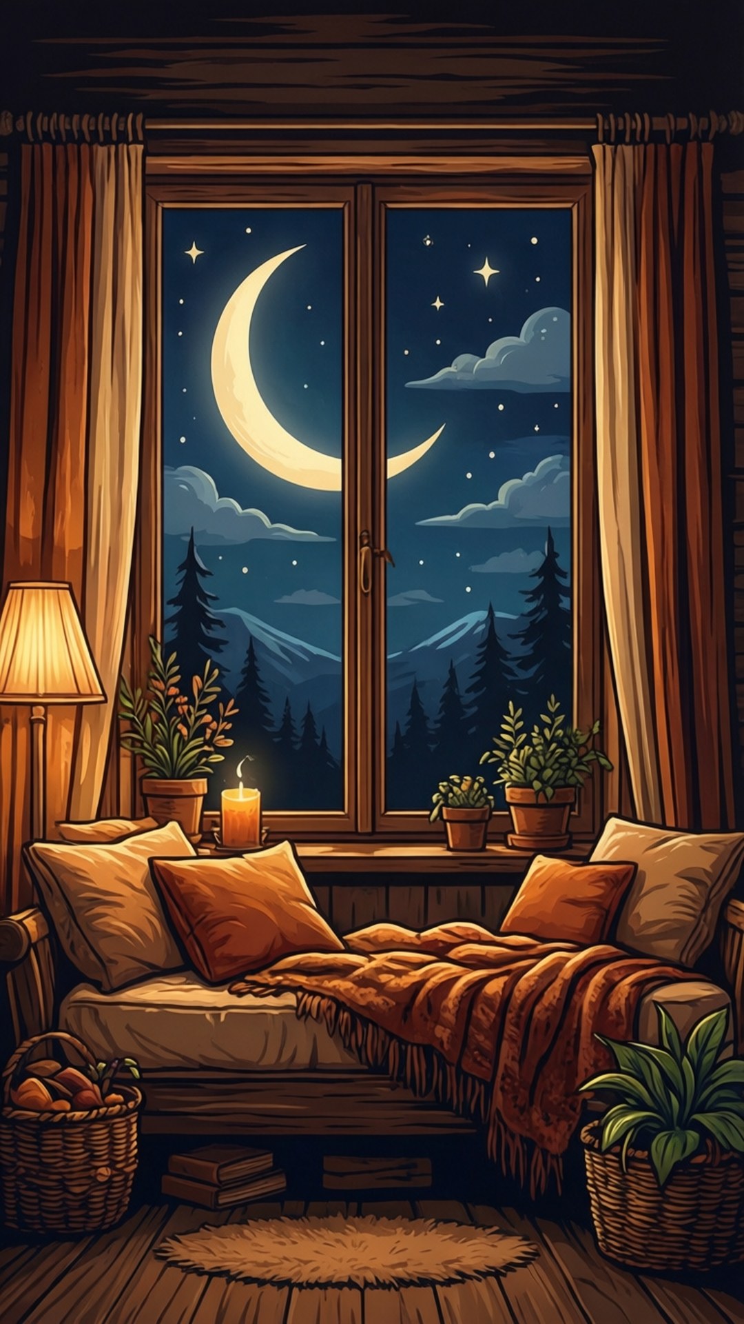 Bulan dari Jendela Wallpaper