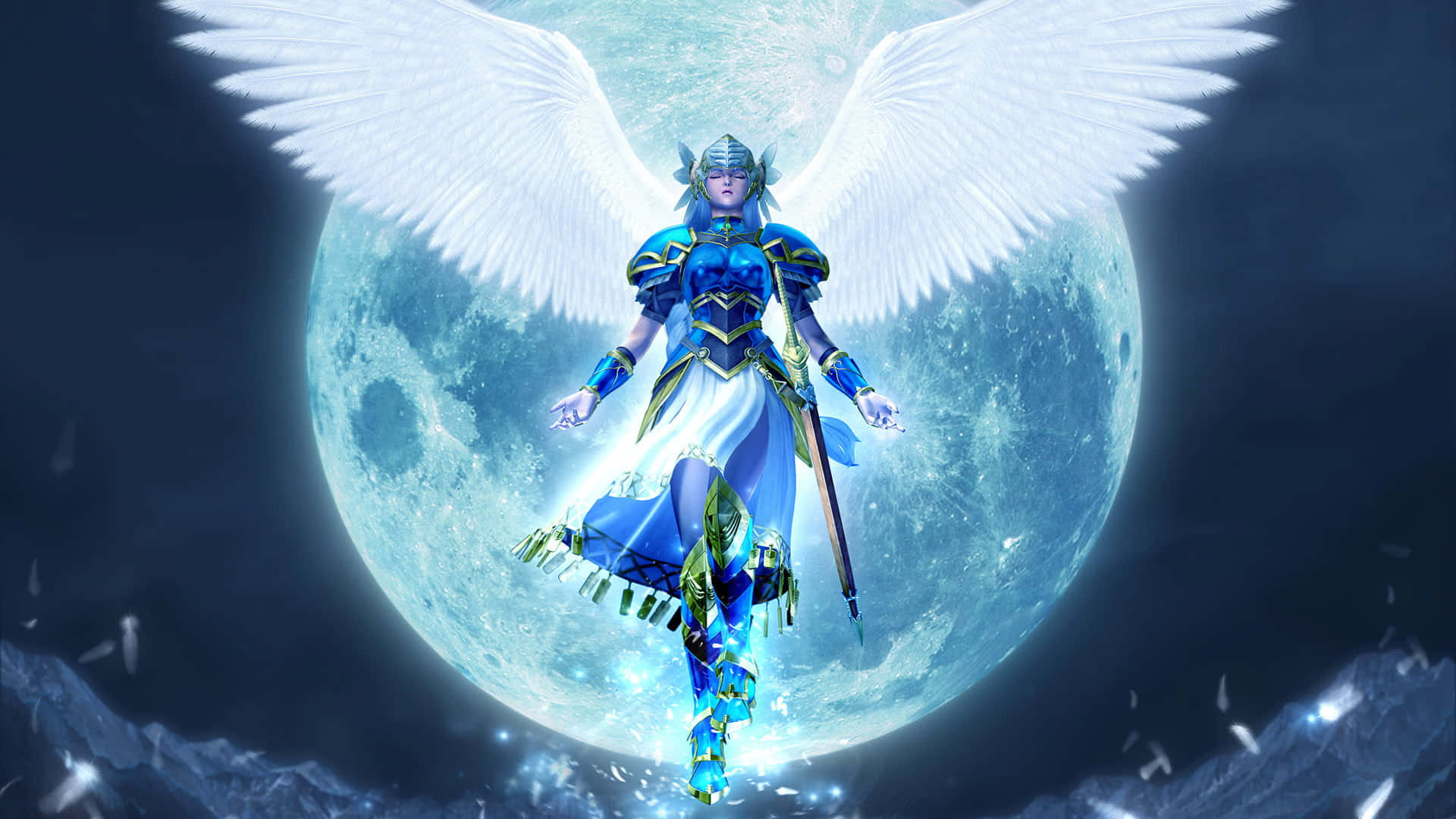 Moon Goddess Winged Warrior Wallpaper