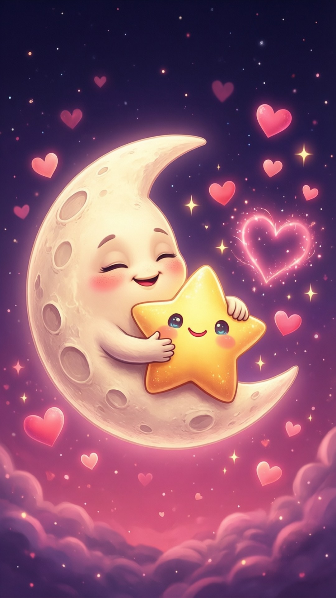 Mond umarmt kleinen Stern Wallpaper