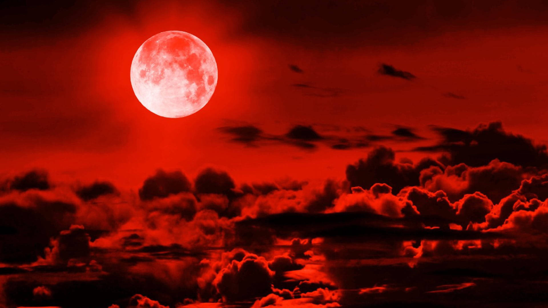 Moon In Red Sky Background Wallpaper