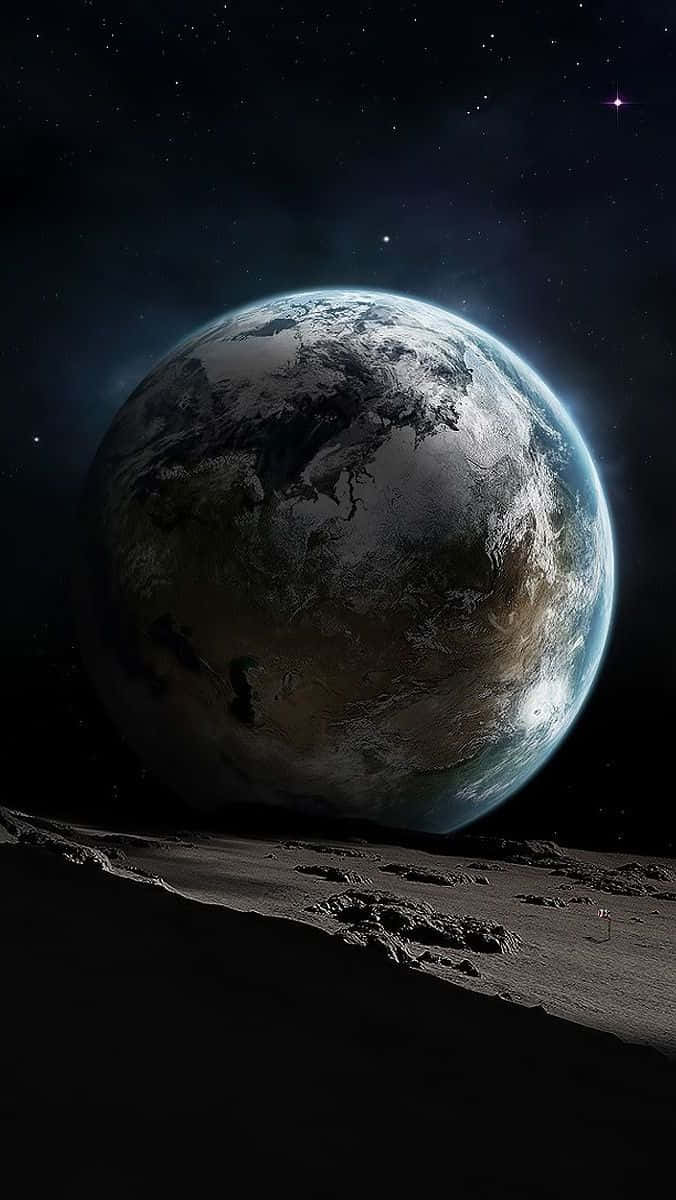 En planet ses fra månen Wallpaper