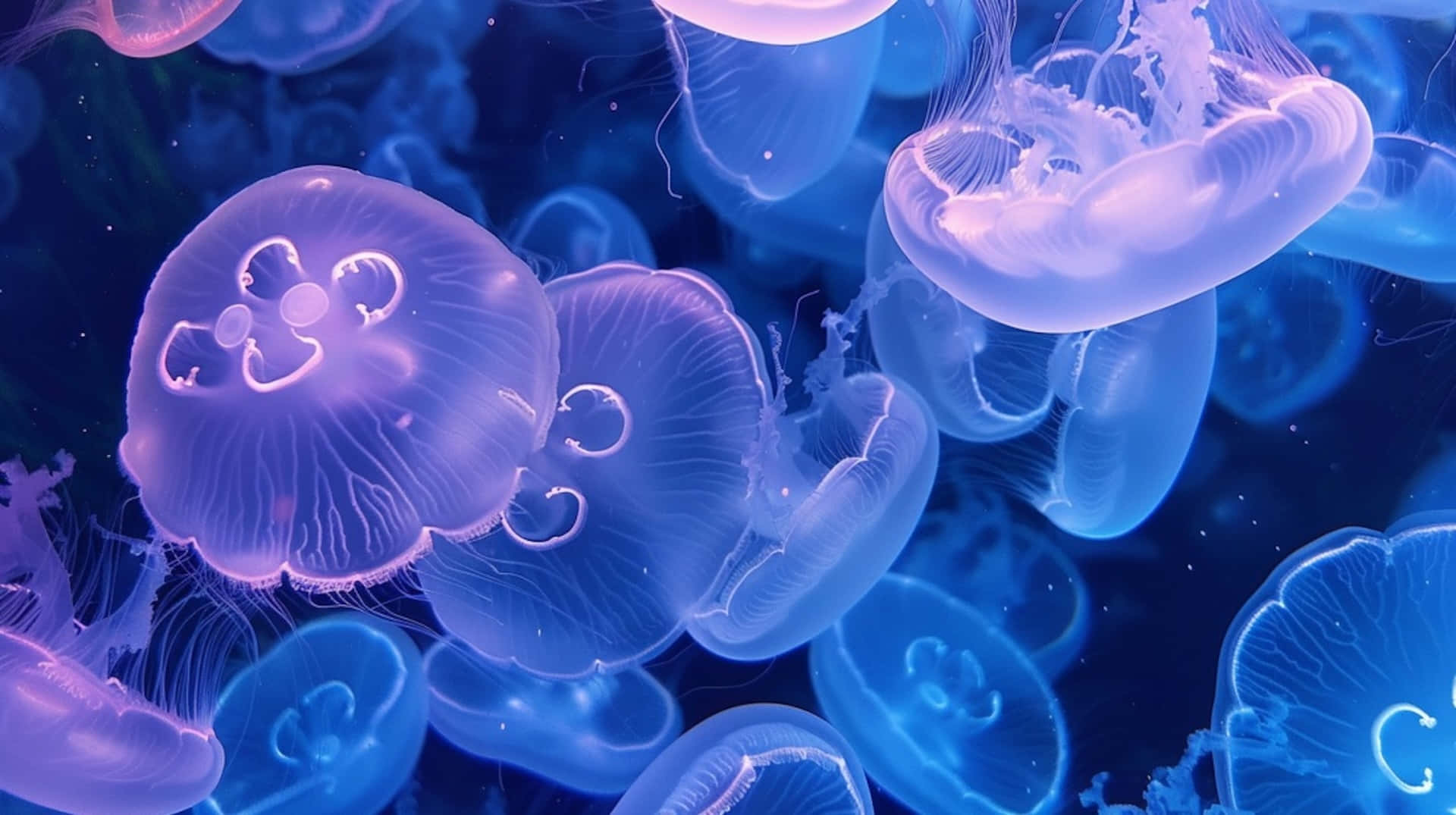 Moon Jellyfish Swarm Underwater Scene Wallpaper
