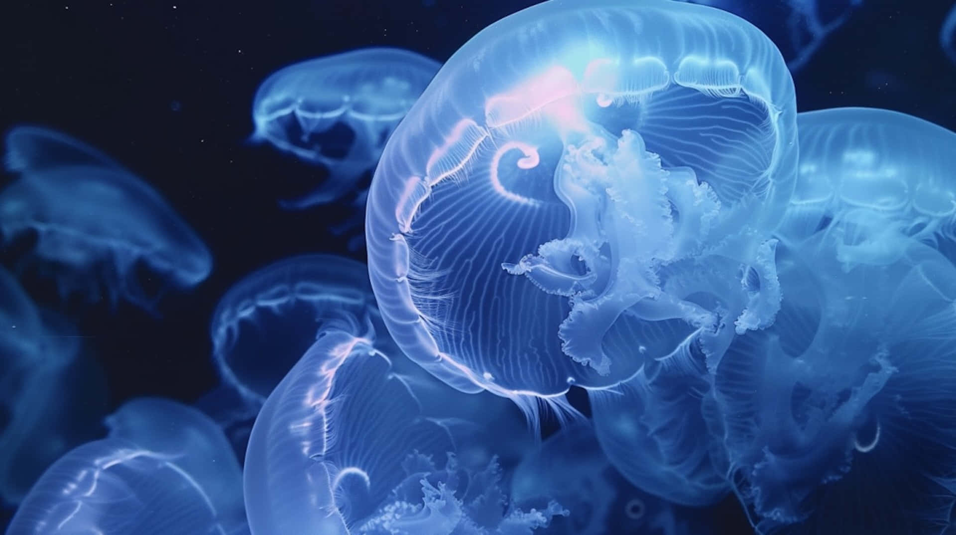 Moon Jellyfish Underwater Dance Wallpaper