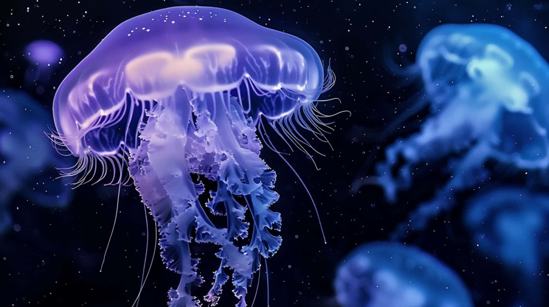 Moon Jellyfish Underwater Glow Wallpaper