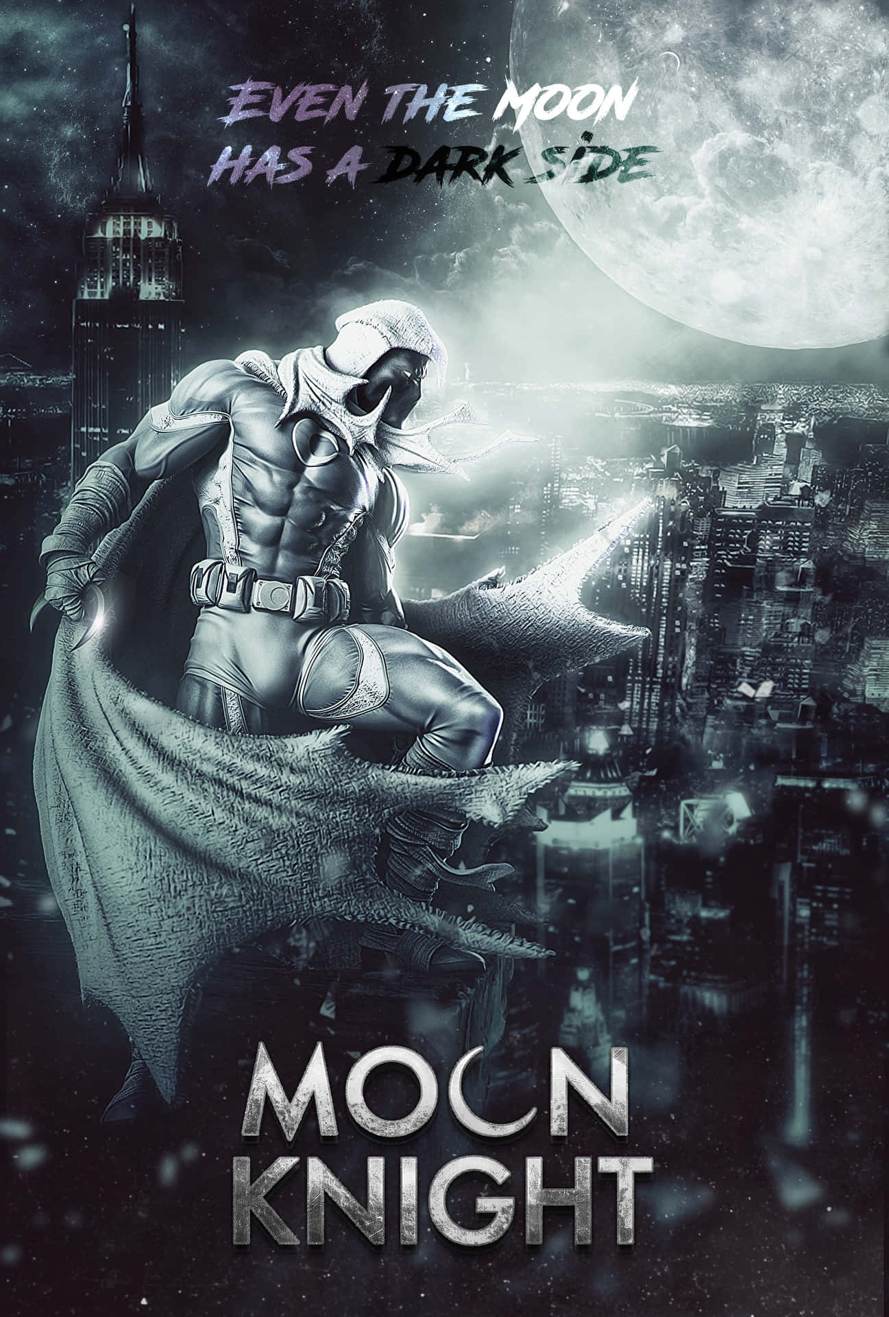 Moon Knight stands strong against the night sky.