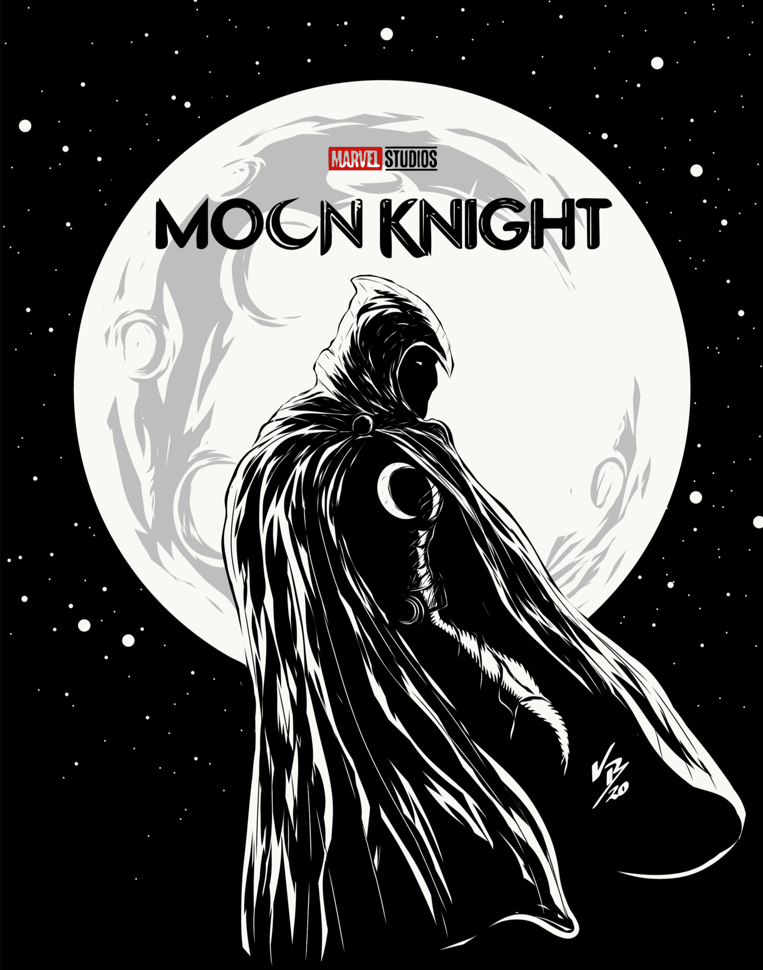Denmystiska Superhjälten Moon Knight Patrullerar Natten.