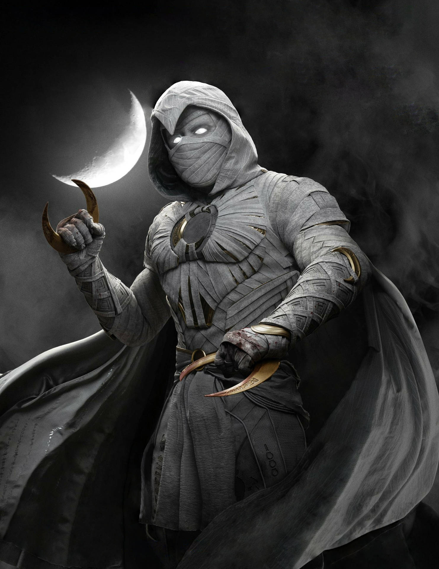 Månen Knight Marvel Telefonbaggrund: Omfavn dit indre superhelt med dette Moon Knight Marvel-baggrundsbillede. Wallpaper