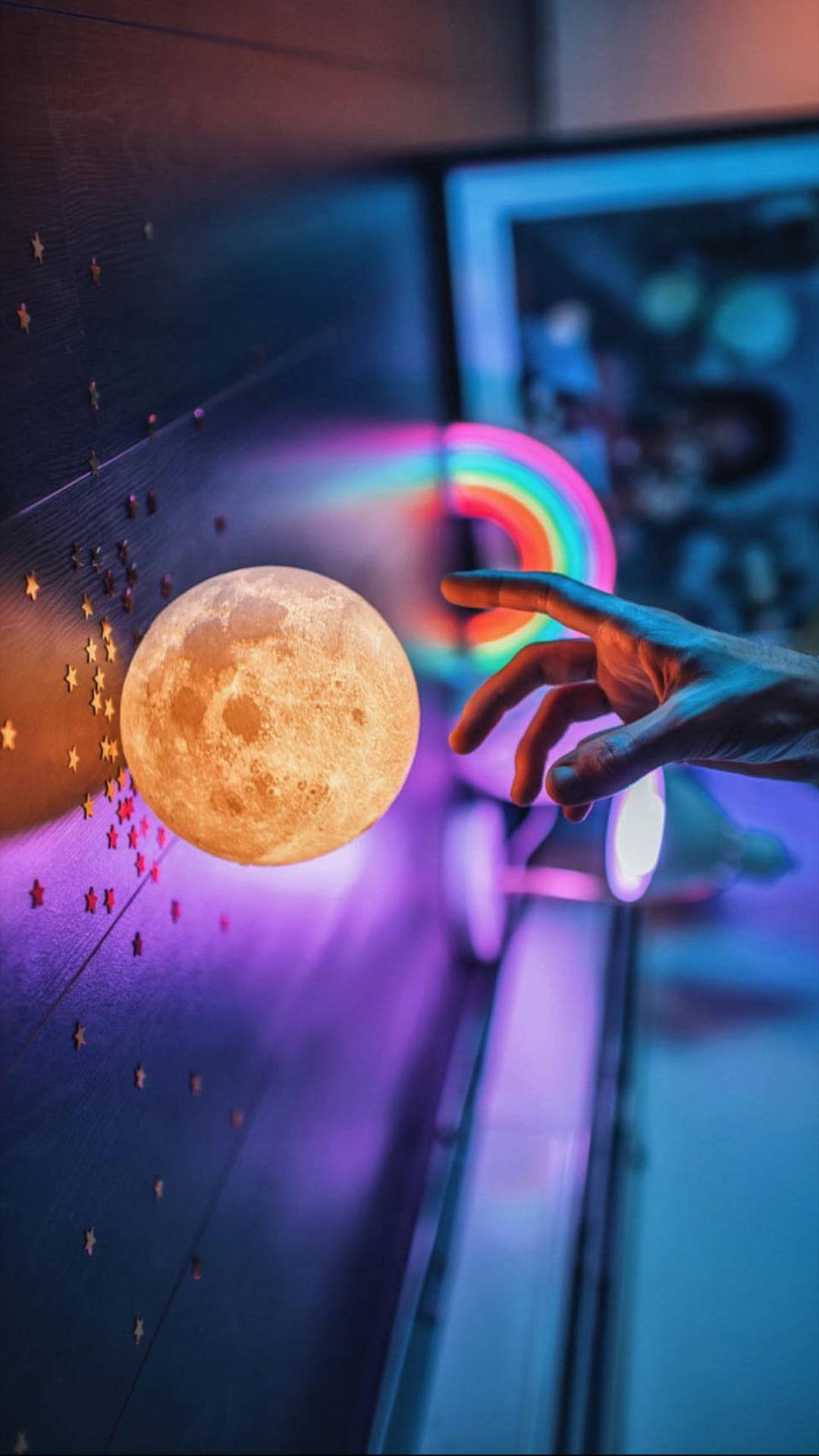 Moon Lampe Neon Æstetisk Iphone Wallpaper