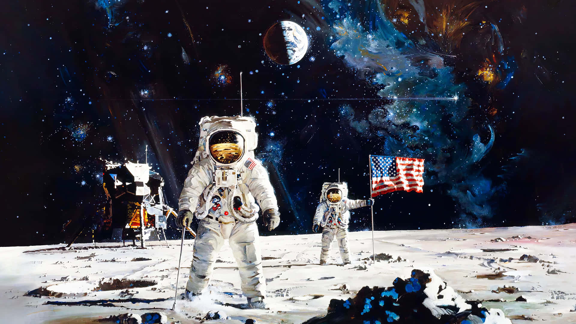 Moon Landing Armstrongand Aldrin Wallpaper