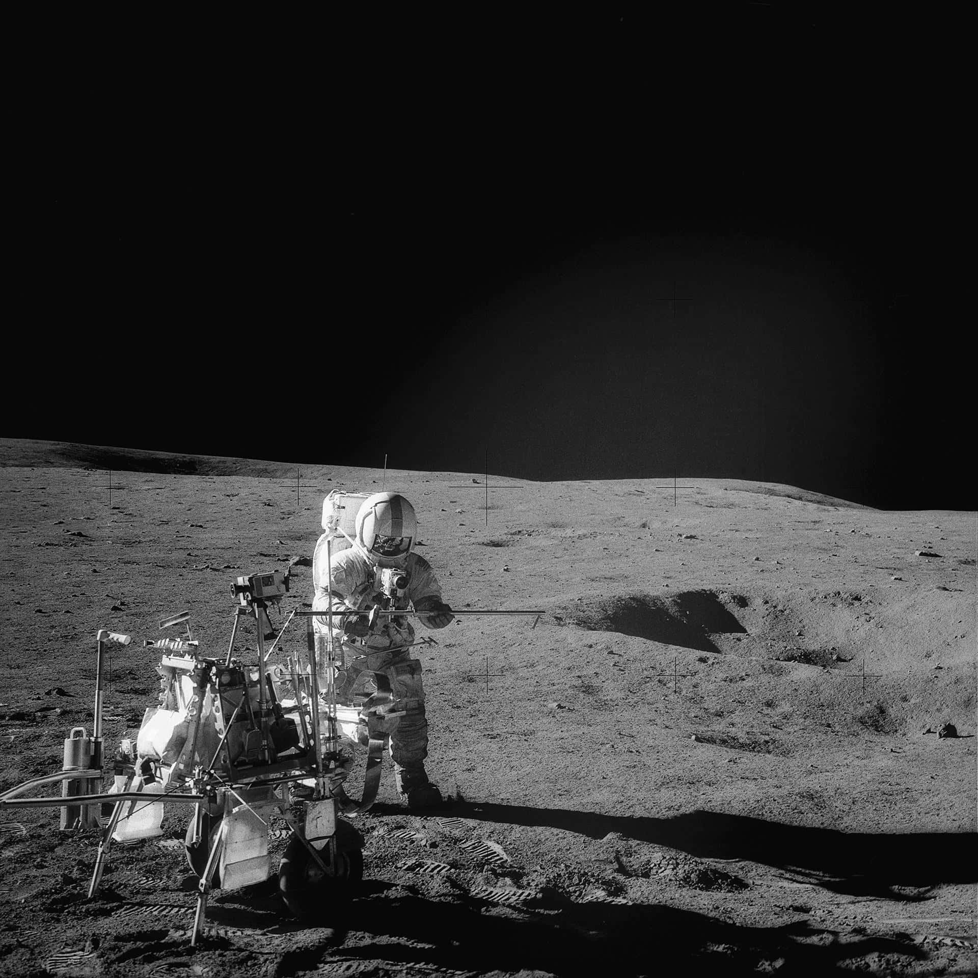 Imagemdos Astronautas Armstrong E Aldrin Orgulhosamente Em Pé Na Superfície Da Lua.