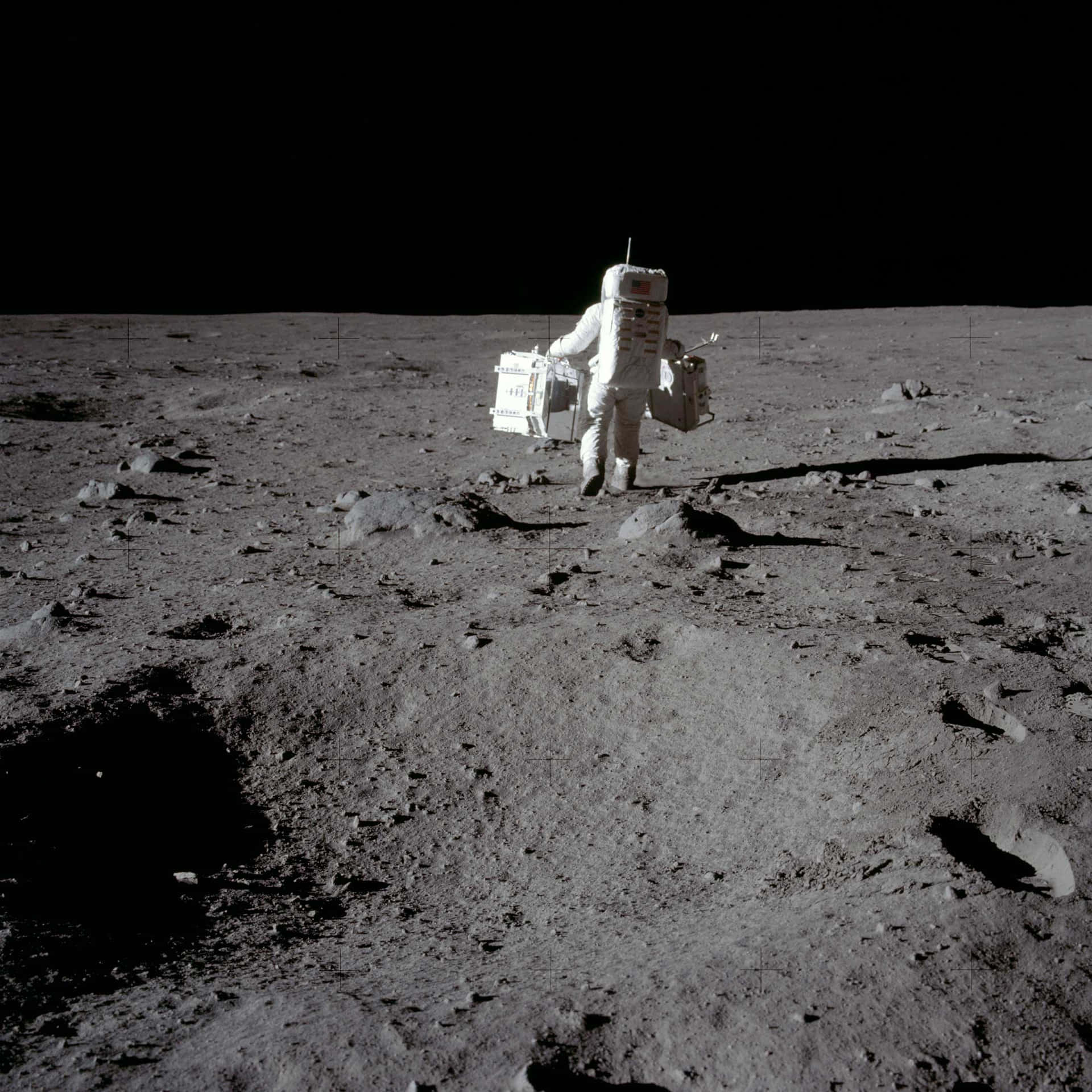 Apollo11 Astronaut Spaziert Auf Dem Mond