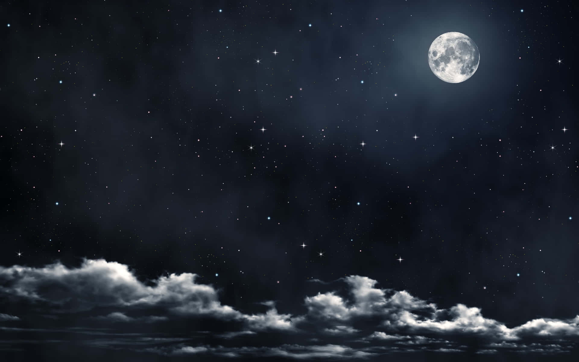 A beautiful night sky filled with shining stars and moonlight Wallpaper
