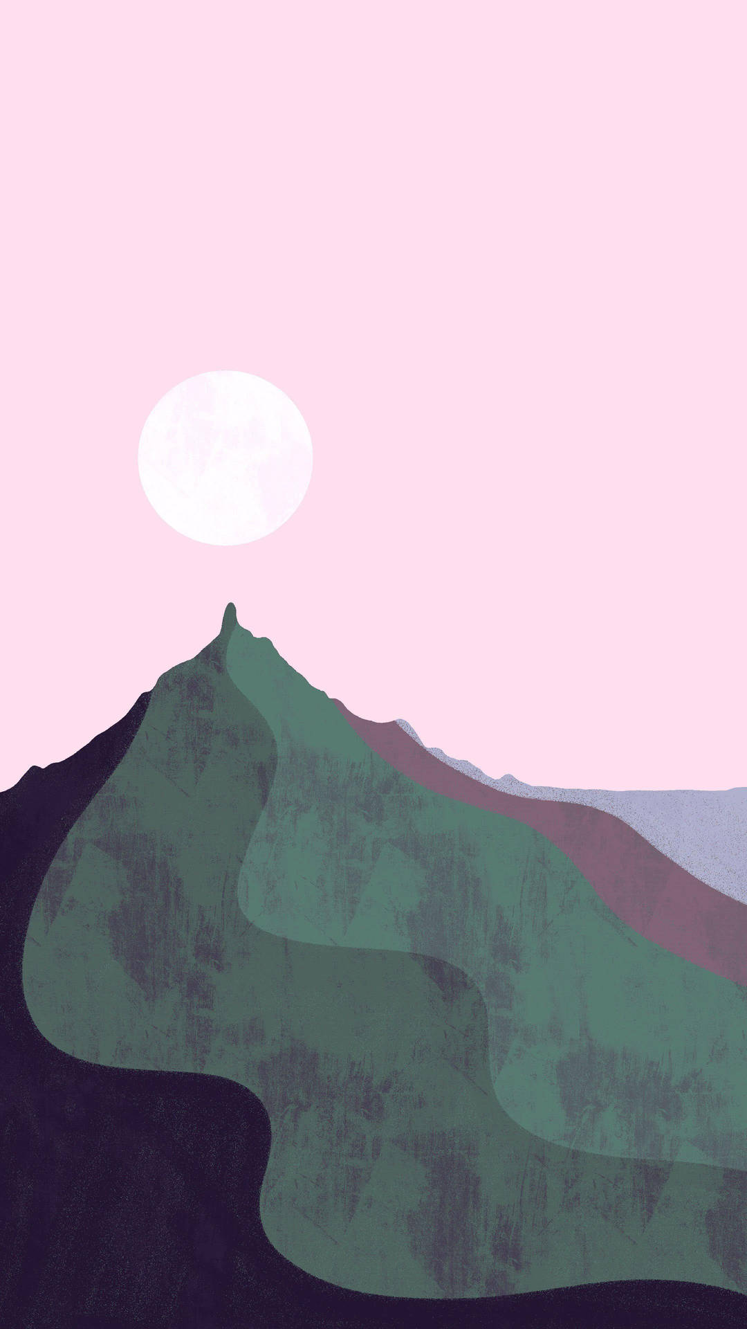 Moon Over Mountain Google Pixel 4a Wallpaper