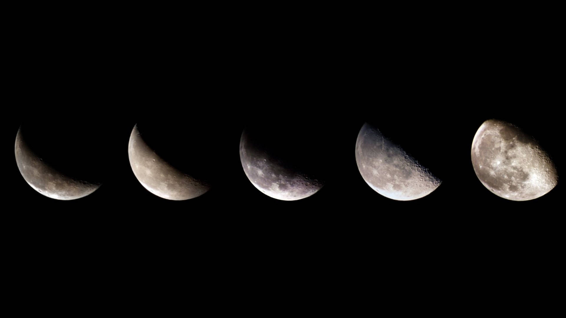 Moon Phases Lined Up In Black Background Wallpaper