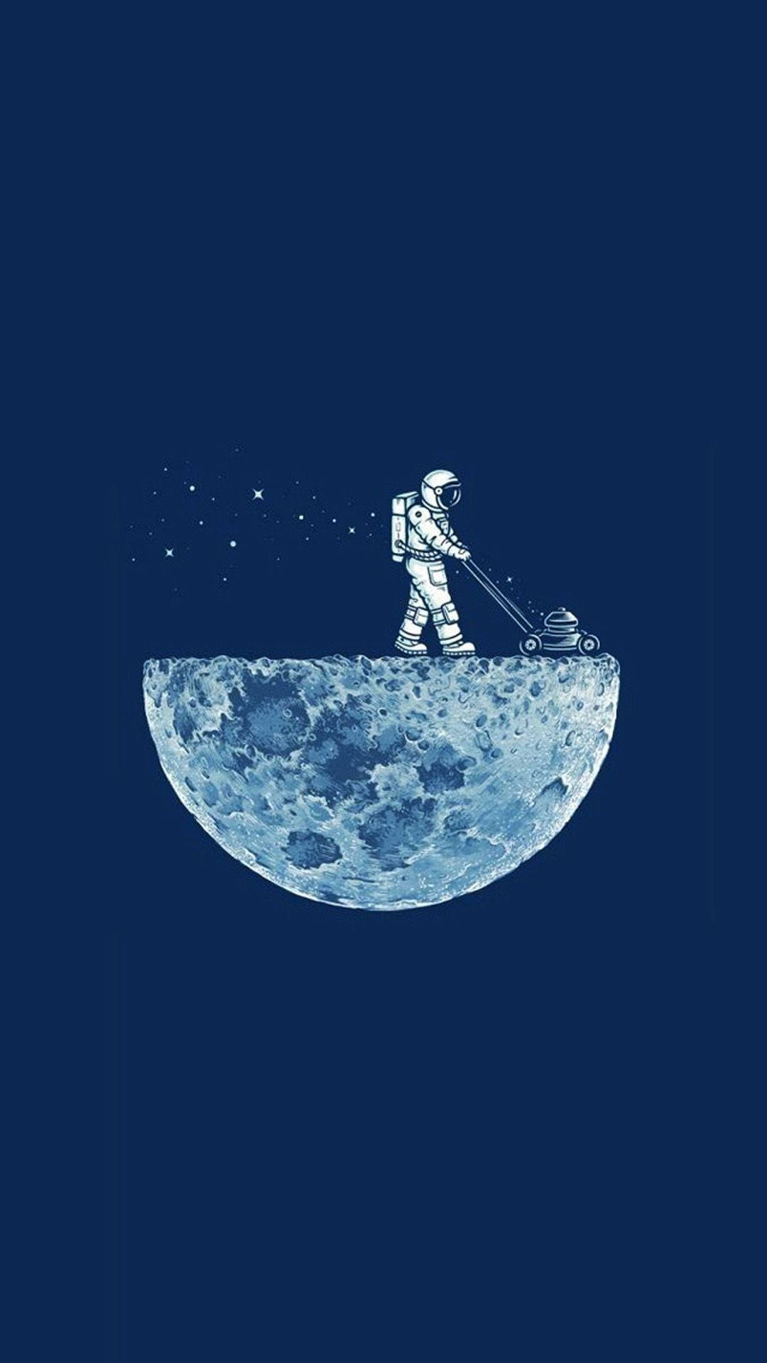 Moon Phone Astronaut Walking Wallpaper