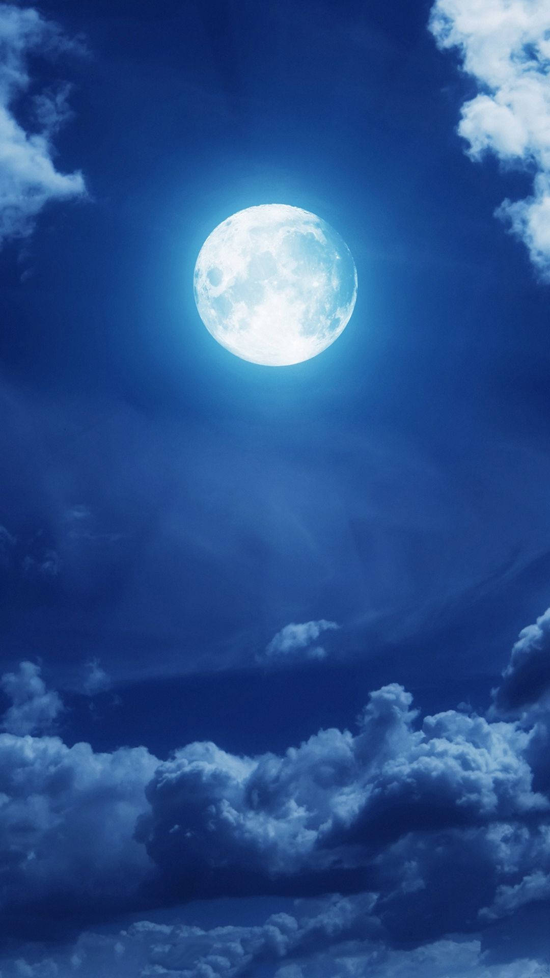 Moon Phone Bright Blue Sky Wallpaper