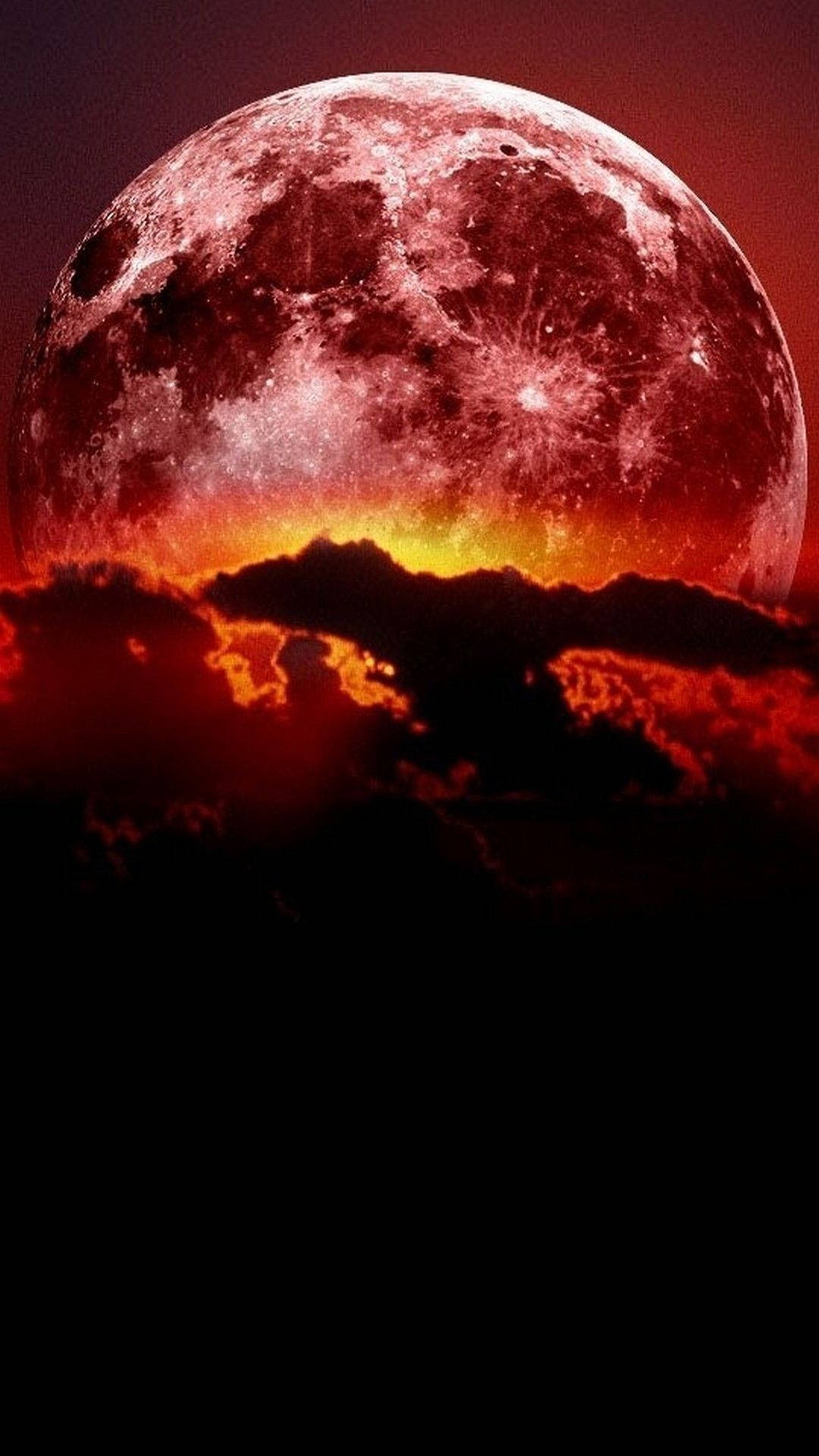 Moon Phone Full Red Art Wallpaper