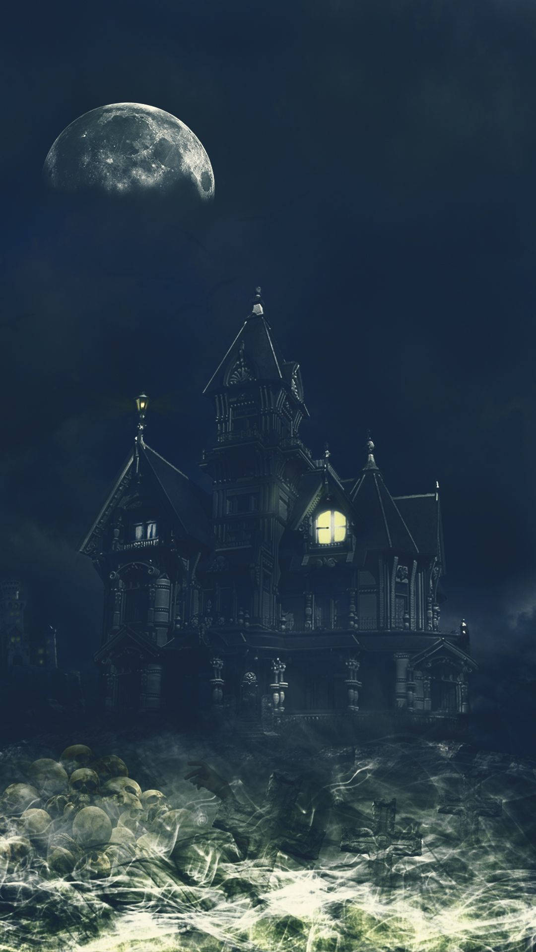 Moon Phone Scary House Wallpaper