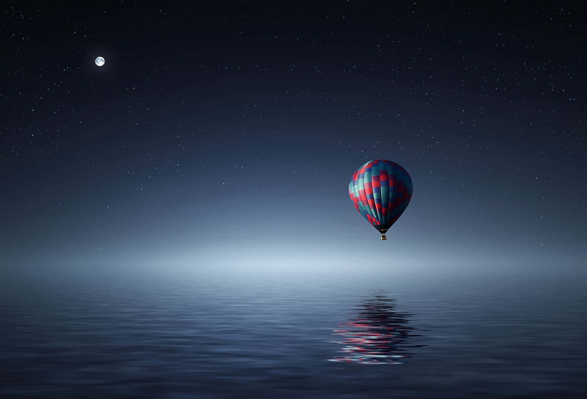 Hot Air Balloon With Moon Picture
