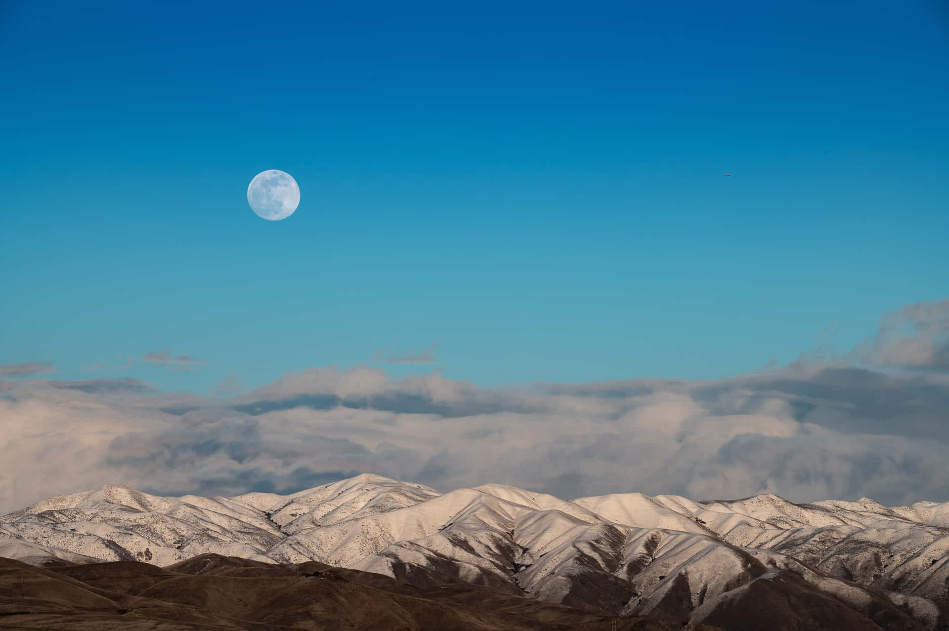 Moon Snow Capped Mountains Picture