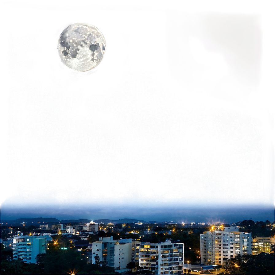 Moon Shining Over City Png Odk PNG