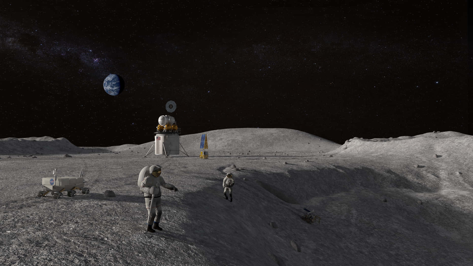 Imagende La Superficie Lunar Con Los Astronautas De La Nasa