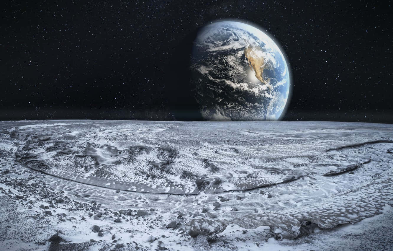 Imagende La Superficie Lunar Con Cráteres Terrestres
