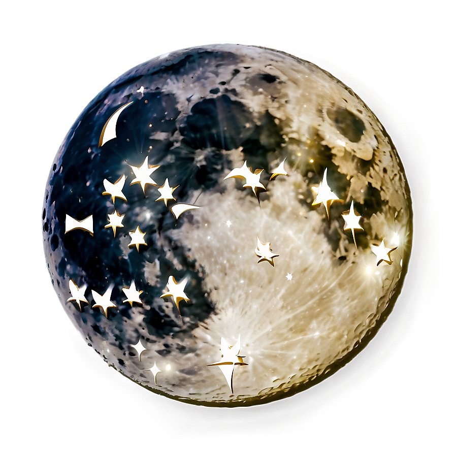 Moon With Stars Transparent Png 05252024 PNG