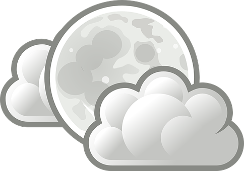 Moonand Clouds Vector Illustration PNG