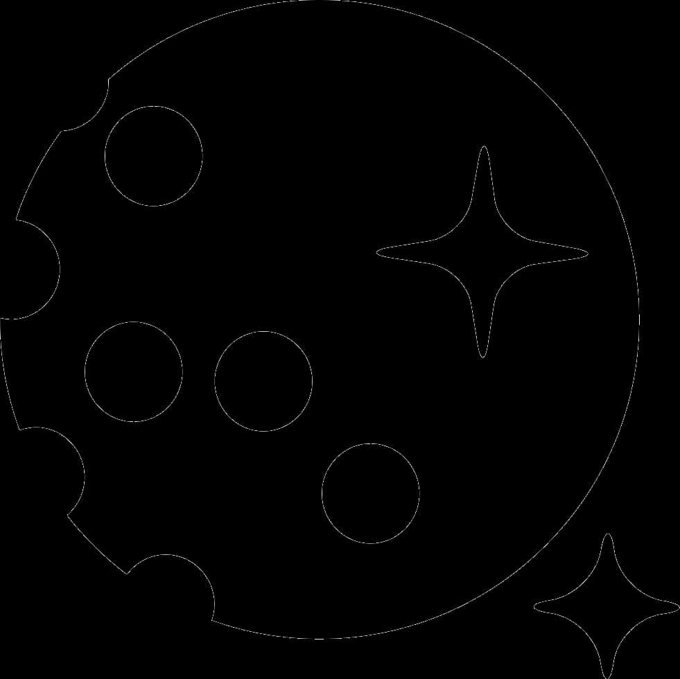 Moonand Stars Outline PNG