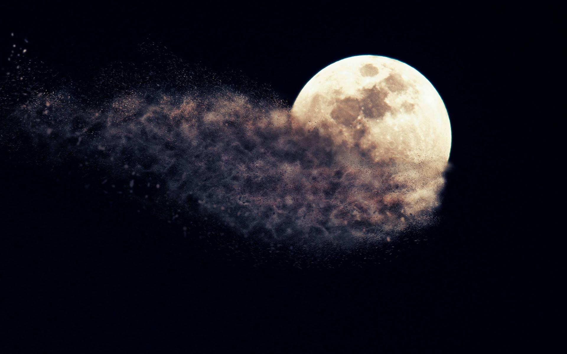Moonlight4k Mit Dunklem Wolkenzug Wallpaper