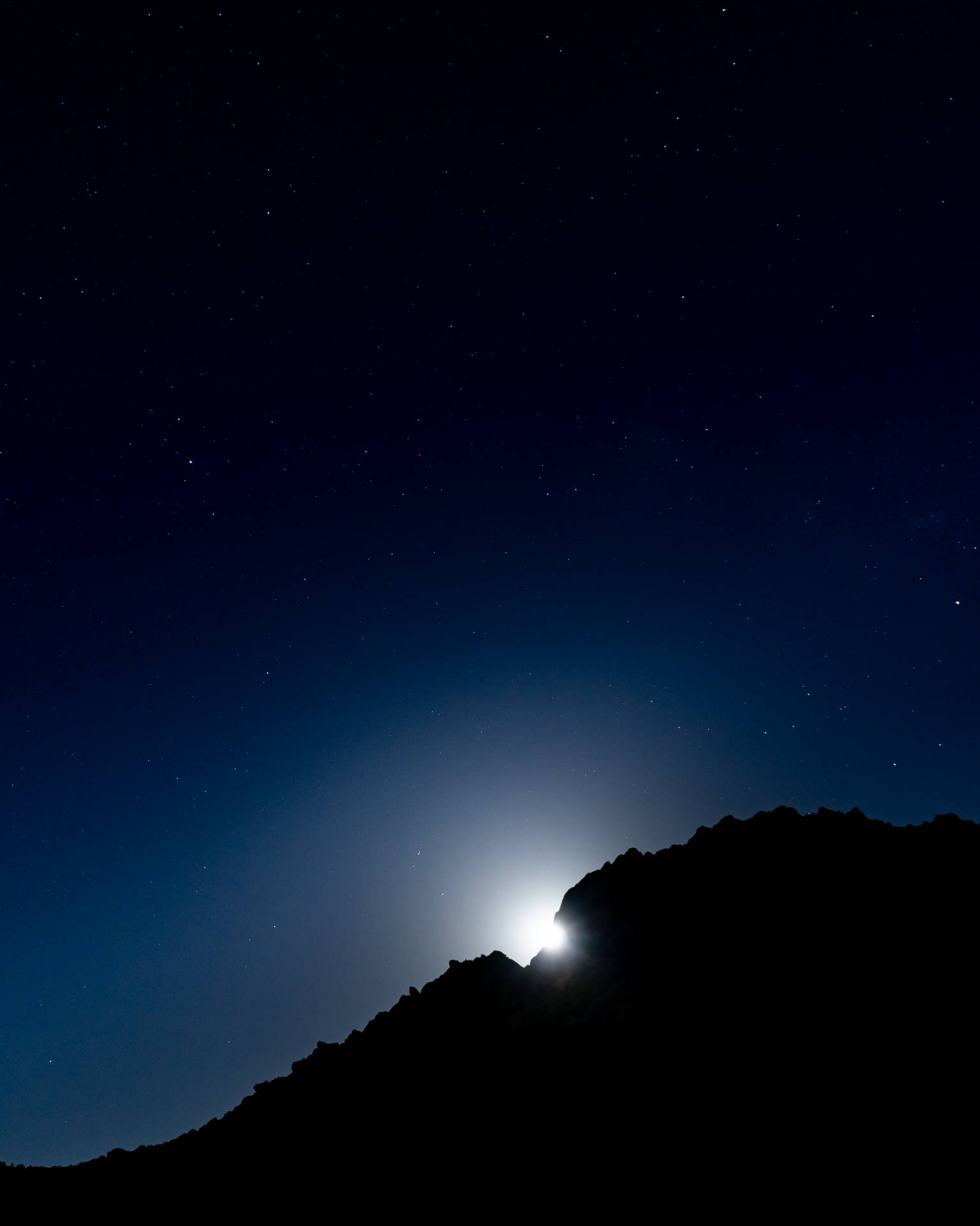 Moonlight Behind Mountain Silhouette Wallpaper