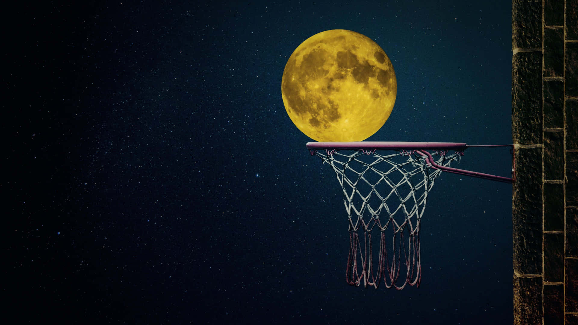 Moonlit Basketball Hoop Night Sky Wallpaper