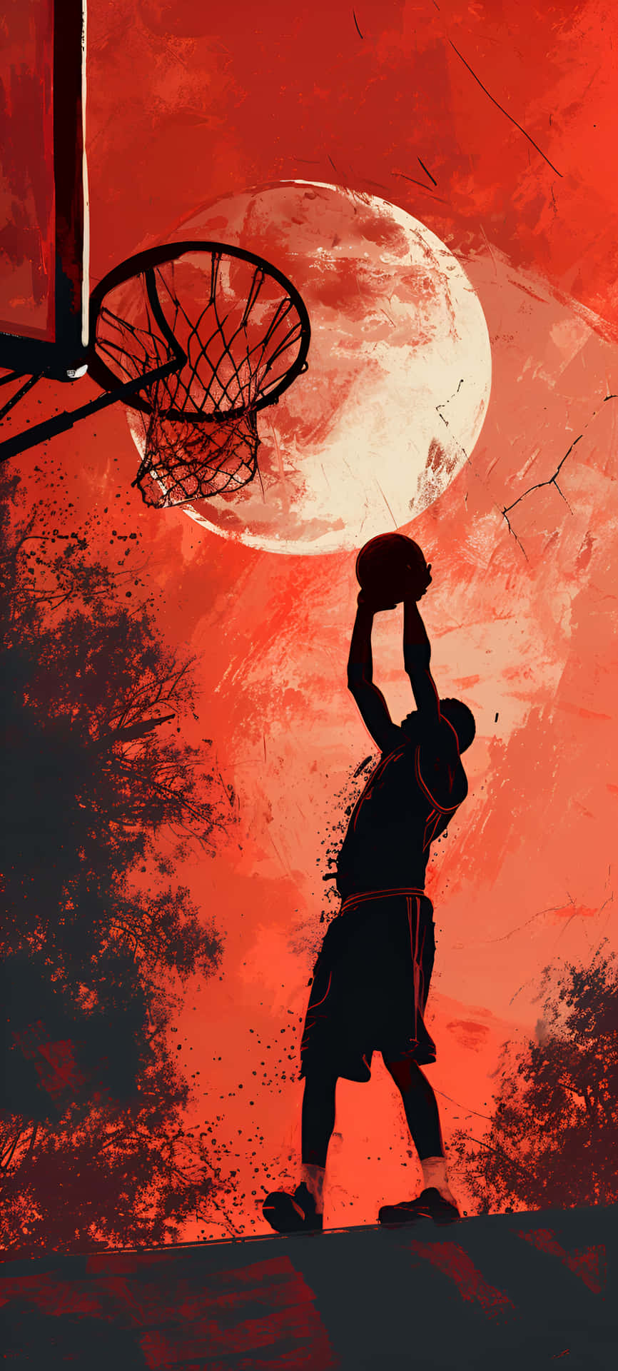 Moonlit Basketball Shot Artwork Wallpaper