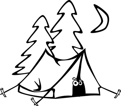 Moonlit Camping Scene Vector PNG