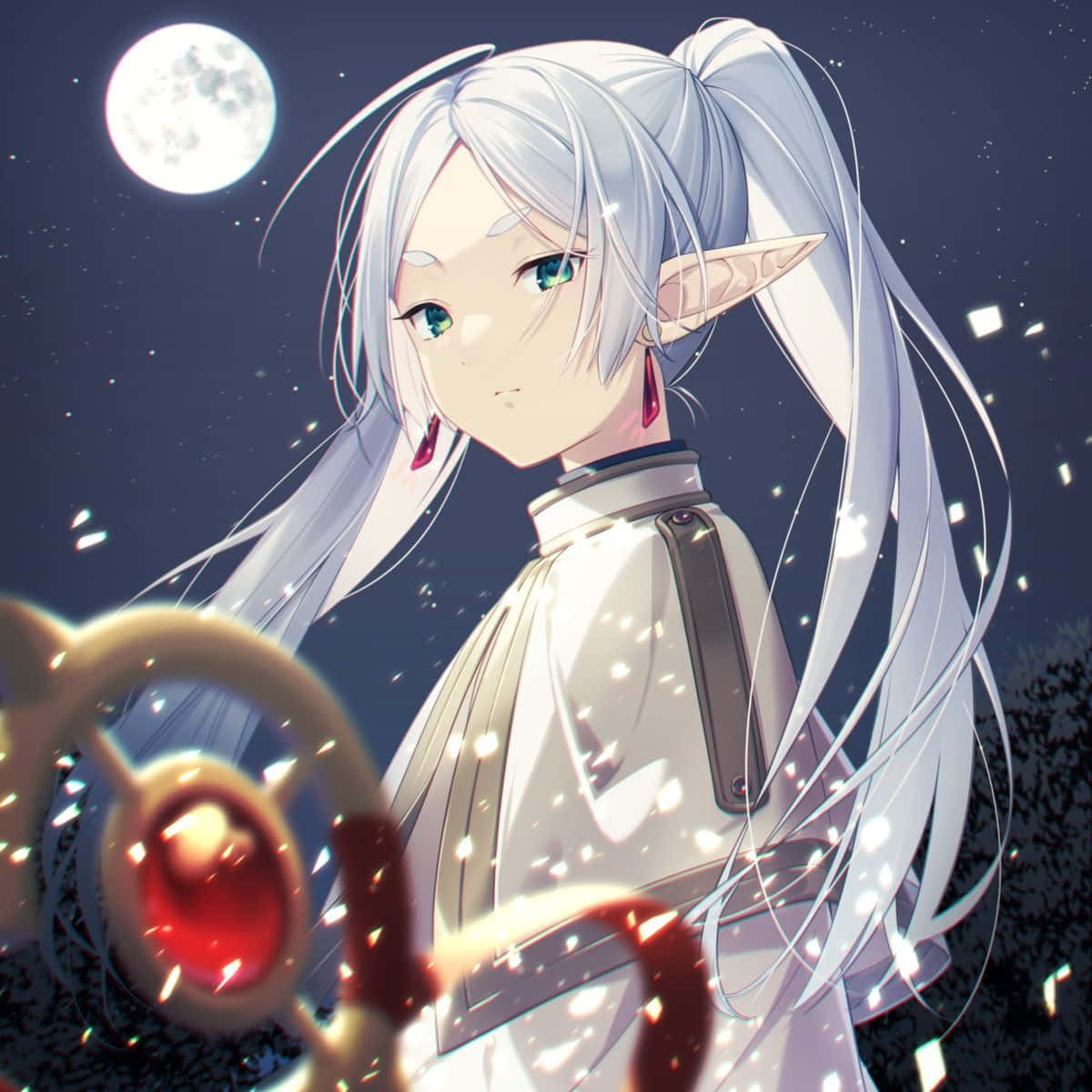 Mage Elf Yang Diterangi Bulan Wallpaper